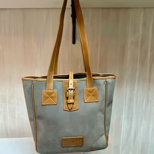 Rooney and Bourke Shoulderbag, Tan/Gray Suede, Town & Country Satchel, Vintage